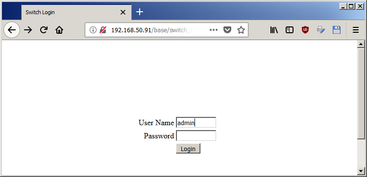 Web interface - login page
