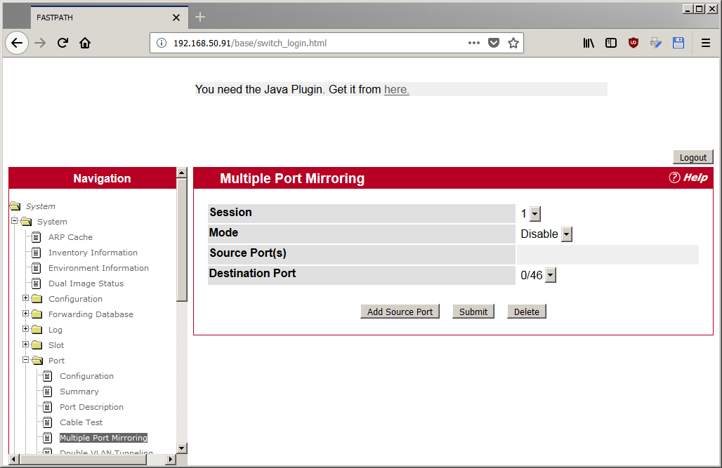 System/Port/Multiple port mirroring